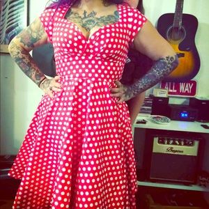 Belle Poque Red and White polka dot Pinup dress